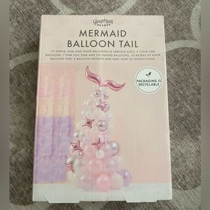 Brand new, unopened mermaid tail balloon decoration kit